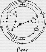 Pisces Constellation Design - Zodiac Dtf Transfer Adult Unisex S & M (10’’) / Dark Color (See