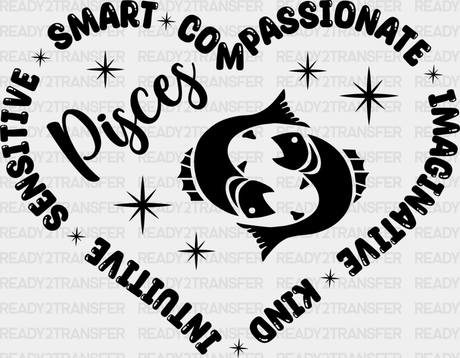 Pisces Heart Design - Zodiacs & Horoscopes Dtf Heat Transfer Adult Unisex S M (10’’) / Dark