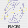 Pisces Purple Constellation - Zodiacs & Horoscopes DTF Transfers - Adult Unisex - S & M (10’’) / Dark Color Design (See