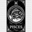 Pisces Tarot Card - Zodiacs & Horoscopes DTF Transfers - Adult Unisex - S & M (10’’) / Dark Color Design (See Imaging)