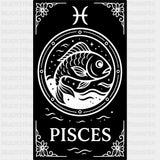Pisces Tarot Card - Zodiacs & Horoscopes DTF Transfers - Adult Unisex - S & M (10’’) / Dark Color Design (See Imaging)