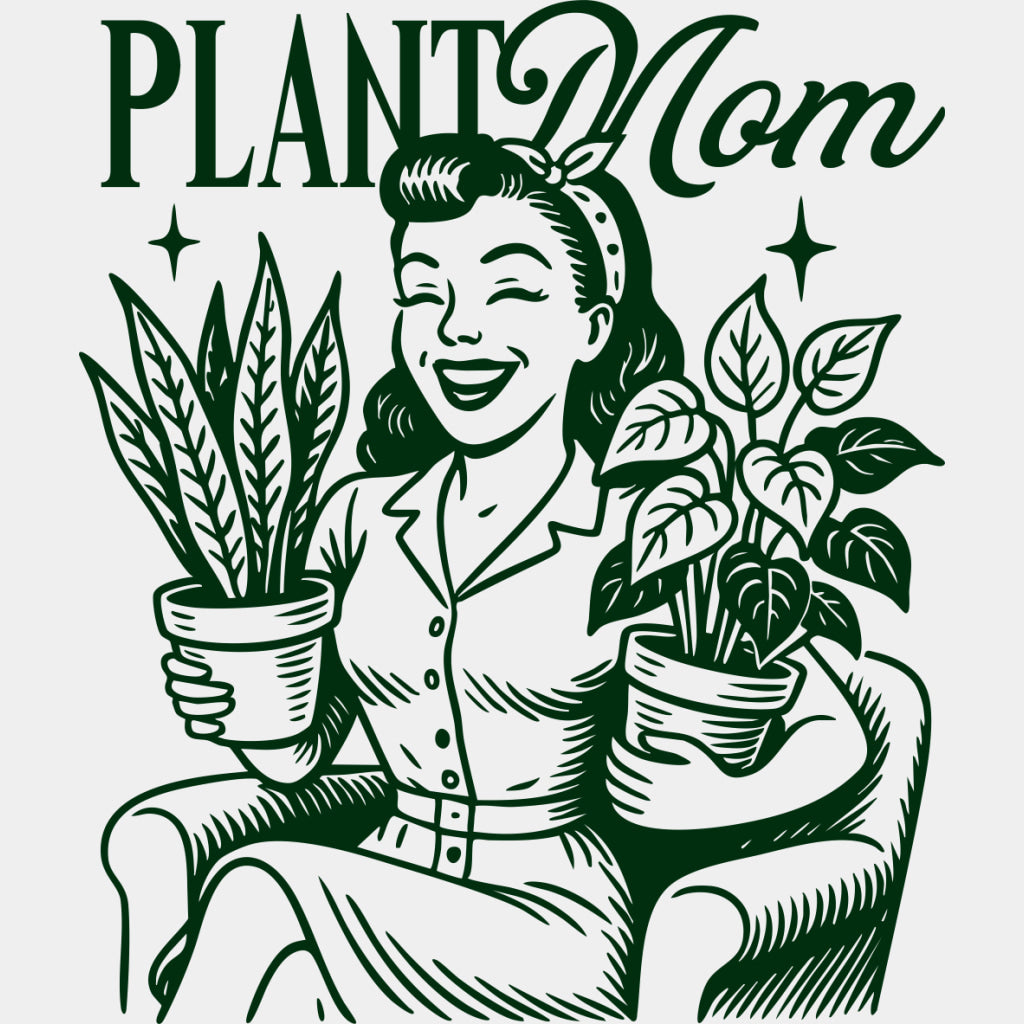 Plant Mom, Vintage - Plants DTF Transfers ready2transfer Green Color Design (See Imaging)