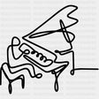 Playing Piano, Line Art - Music DTF Transfers ready2transfer Dark Color Design (See Imaging)