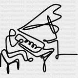 Playing Piano, Line Art - Music DTF Transfers ready2transfer Dark Color Design (See Imaging)