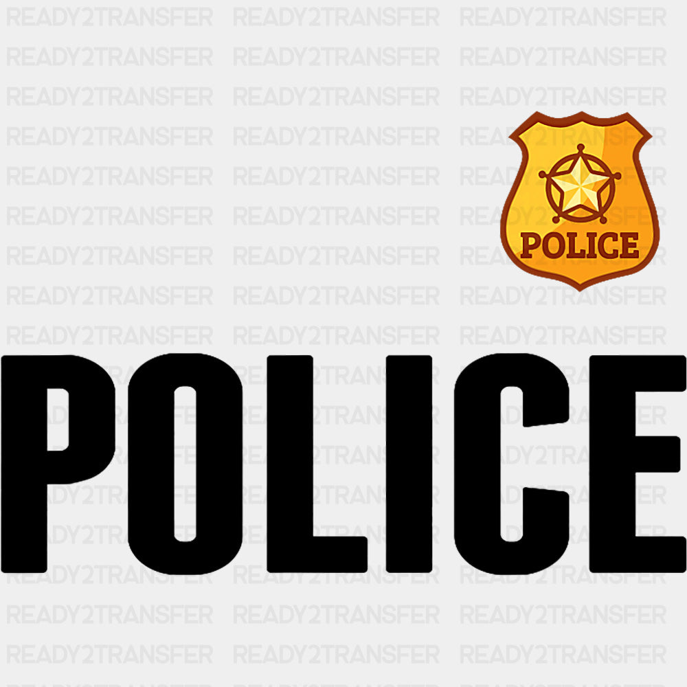 Police Badge B&W - Police DTF Transfers ready2transfer Dark Color Design (See Imaging)