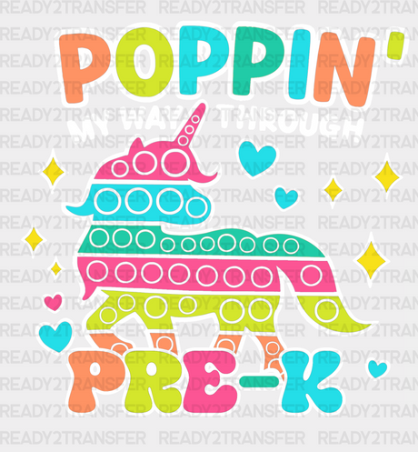 Poppin My Way Through Pre-K Design - Dtf Heat Transfer Adult Unisex S & M (10’’) / White