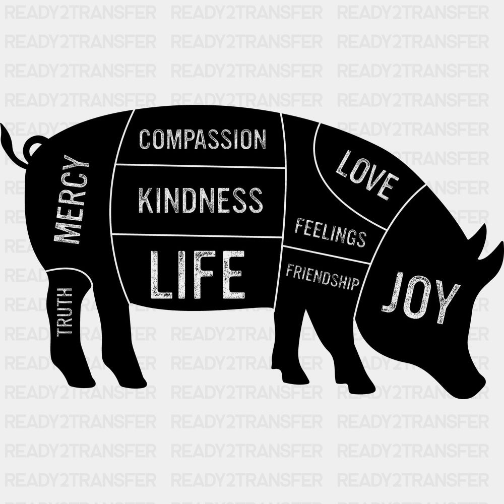 Pork Cuts - Vegan DTF Transfers - Adult Unisex - S & M (10’’) / Dark Color Design (See Imaging)