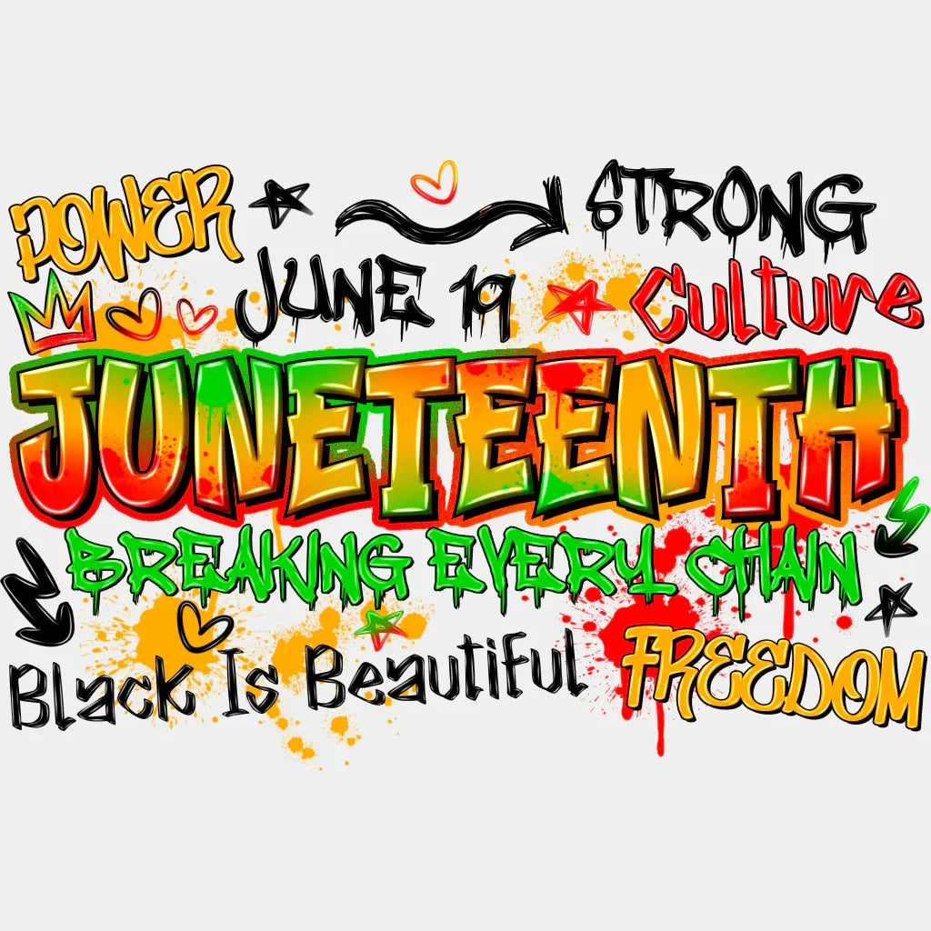 Power June 19 Strong Culture Design Juneteenth Dtf Transfer Adult Unisex - S & M (10’) / Black