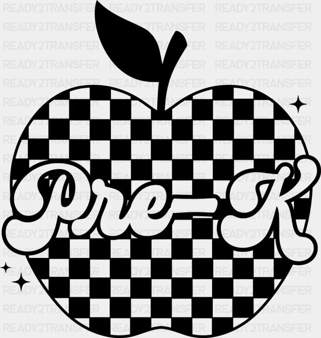 Pre-K B&W - Back To School DTF Transfer Adult Unisex - S & M (10’’) / Dark Color Design (See Imaging)