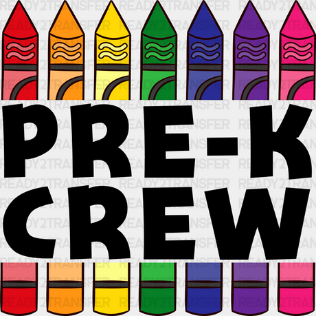 Pre-K Crew Pencil Design - Dtf Heat Transfer Adult Unisex S & M (10’’) / Black