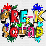 Pre-K Squad - Pre-K DTF Transfers ready2transfer Dark Color Design (See Imaging)