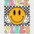 Pre-K Vibes, Smiley, Checkered Design - Pre-K DTF Transfers ready2transfer