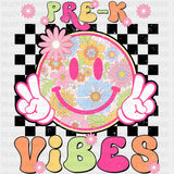 Pre-K Vibes Smiley - Pre-K DTF Transfers ready2transfer Dark Color Design (See Imaging)