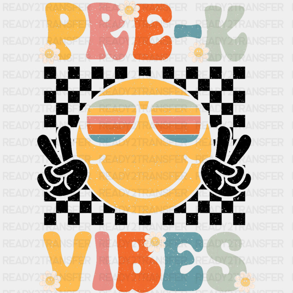 Pre-K Vibes Sunglasses Smiley - Pre-K DTF Transfers ready2transfer Dark Color Design (See Imaging)