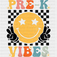 Pre-K Vibes, Yellow Smiley - Pre-K DTF Transfers ready2transfer Dark Color Design (See Imaging)