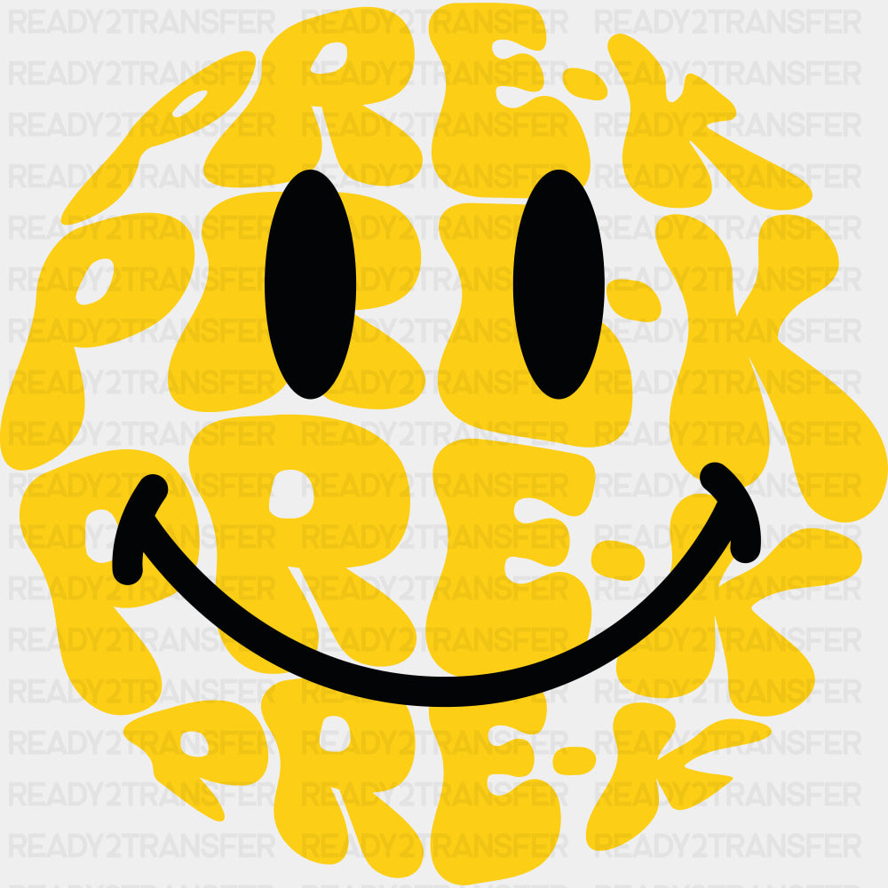 Pre-K Yellow Smiley - Pre-K DTF Transfers ready2transfer Dark Color Design (See Imaging)