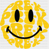 Pre-K Yellow Smiley - Pre-K DTF Transfers ready2transfer Dark Color Design (See Imaging)