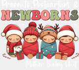 Presents Postpartum & Newborns - Nurse DTF Transfer Adult Unisex - S & M (10’’) / Light Color Design (See Imaging)