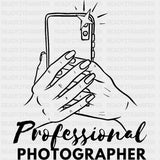 Professional Photographer, Phone Camera B&W - Photography DTF Transfers ready2transfer Dark Color Design (See Imaging)