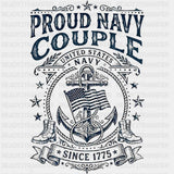 Proud Navy Couple - Navy DTF Transfers - Adult Unisex - S & M (10’’) / Dark Color Design (See Imaging)