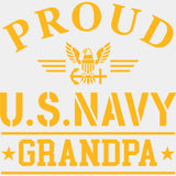 Proud To Be A Navy Grandpa - Navy DTF Transfers - Adult Unisex - S & M (10’’) / Light Color Design (See Imaging)