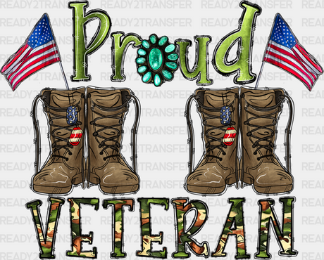 Proud Veteran Design - Military Dtf Heat Transfer Adult Unisex S & M (10’’) / Dark Color (See