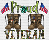 Proud Veteran Design - Military Dtf Heat Transfer Adult Unisex S & M (10’’) / Light Color (See