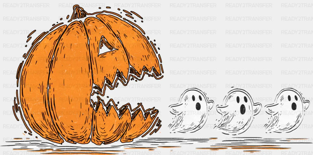 Pumpkin Eating Ghosts Halloween DTF Transfer