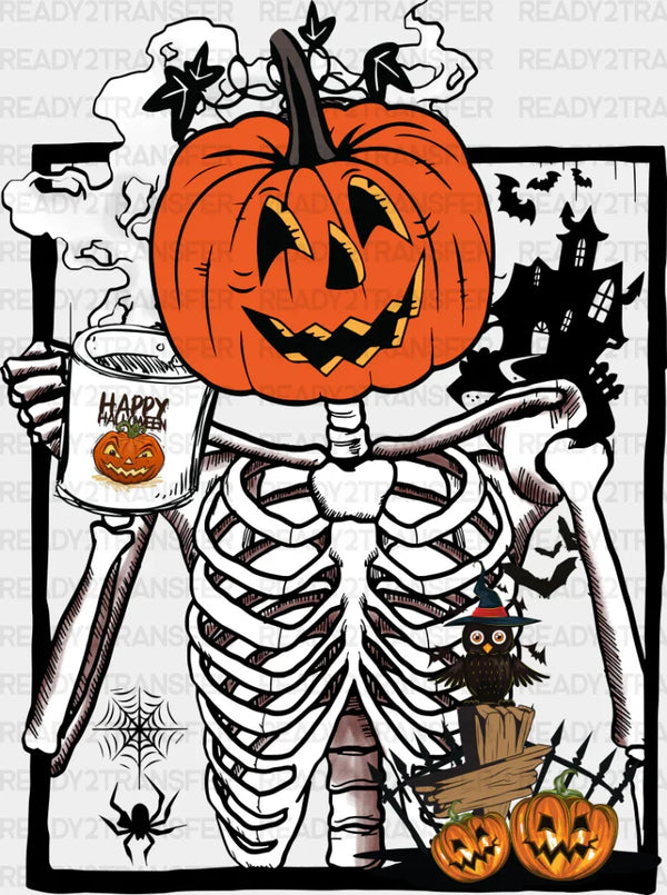Pumpkin Head Skeleton - Halloween DTF Transfer
