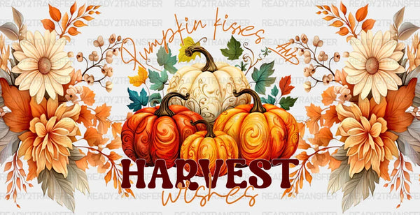Pumpkin Kisses And Harvest - Fall Cup Wrap UV Sticker Permanent UV DTF Decal