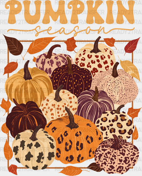 Pumpkin Season Colorful Pumpkins - Fall Dtf Transfer