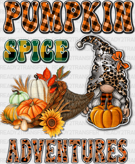 Pumpkin Spice Adventures Gnomes - Fall Dtf Transfer Adult Unisex S & M (10’’) / Dark Color