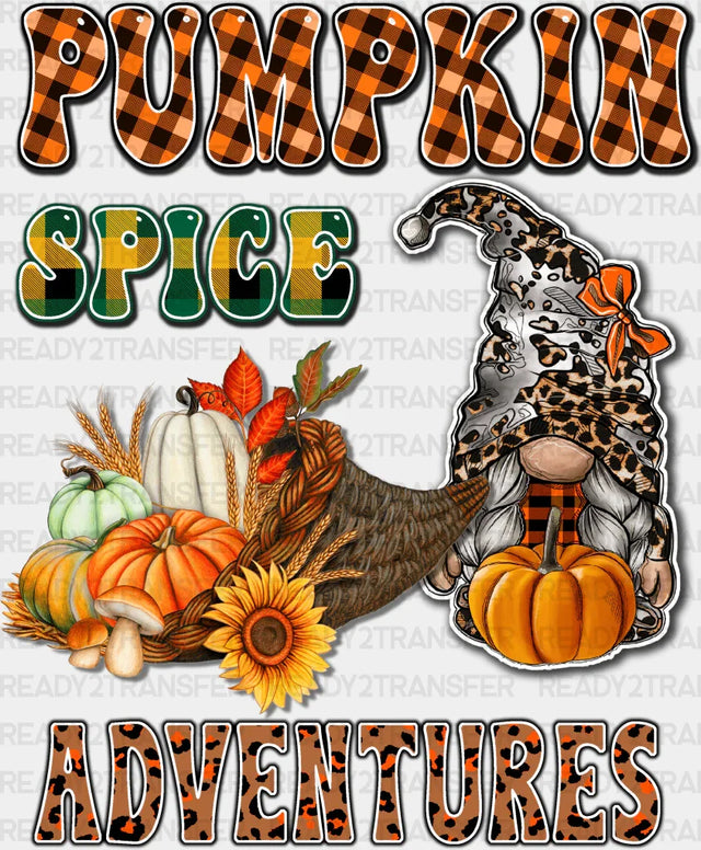 Pumpkin Spice Adventures Gnomes - Fall Dtf Transfer Adult Unisex S & M (10’’) / Dark Color