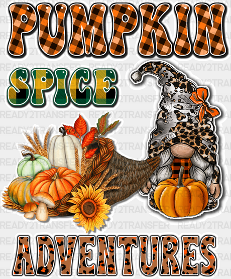 Pumpkin Spice Adventures Gnomes - Fall Dtf Transfer Adult Unisex S & M (10’’) / Light Color