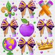 Purple Apple, Pencil Ribbons - Mardi Gras DTF Transfers ready2transfer