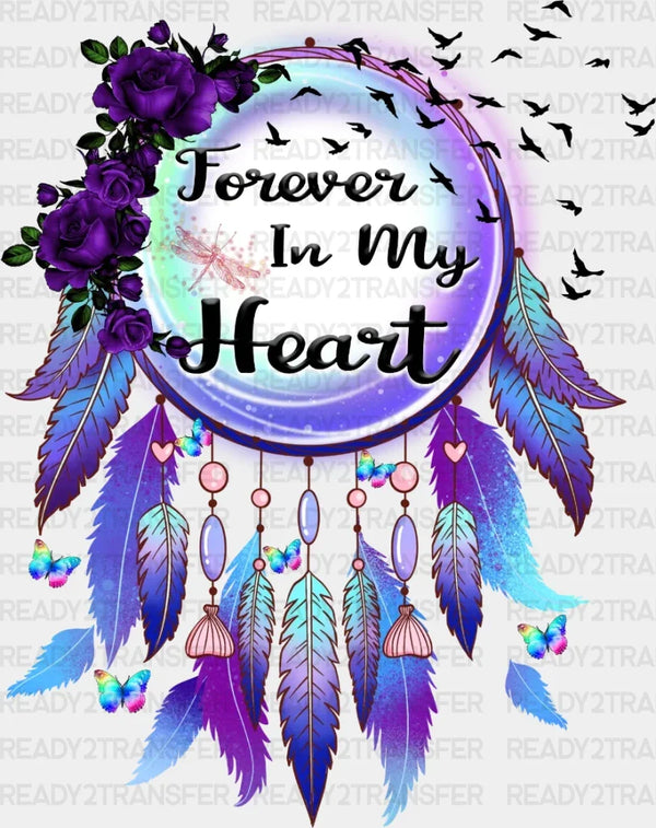 Forever In My Heart Purple Feathers DTF Transfer