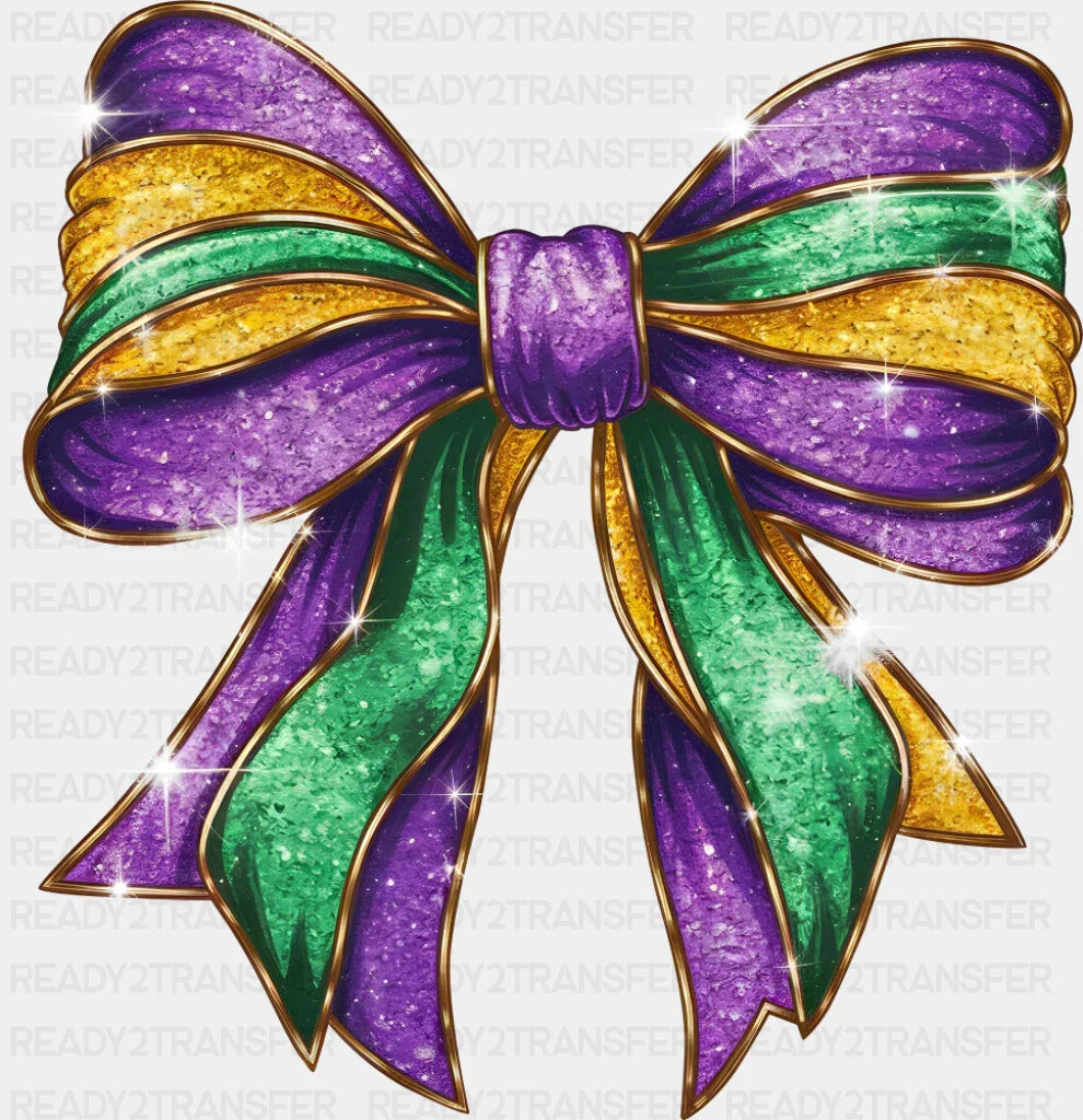 Purple Green Yellow Bowtie - Mardi Gras DTF Transfer