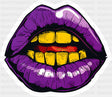 Purple Lips Yellow Teeth - Minimal UV Sticker Permanent UV DTF Decal