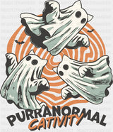Purranormal Cativity - Halloween DTF Transfer Adult Unisex - S & M (10’’) / Dark Color Design (See Imaging)