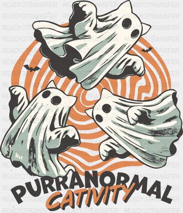 Purranormal Cativity - Halloween DTF Transfer Adult Unisex - S & M (10’’) / Dark Color Design (See Imaging)