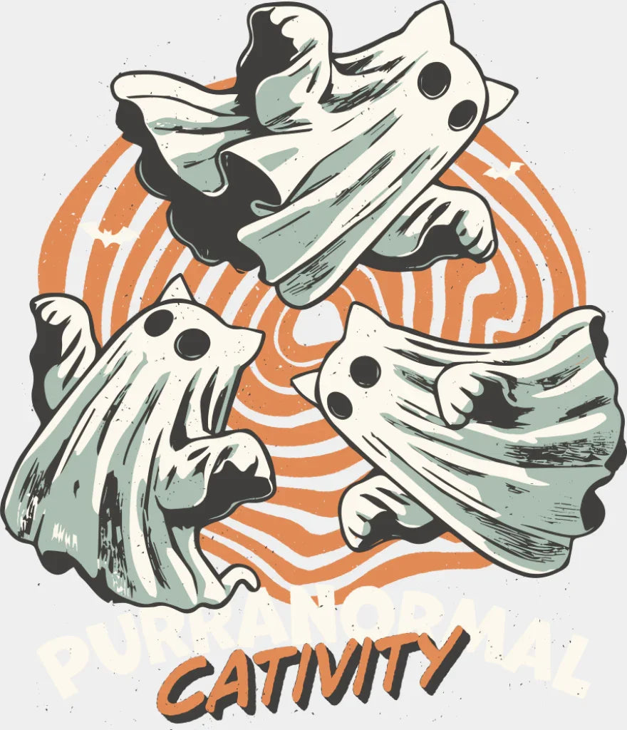 Purranormal Cativity - Halloween DTF Transfer Adult Unisex - S & M (10’’) / Light Color Design (See Imaging)