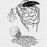 Quill & Ink B&W - Writing DTF Transfers ready2transfer Dark Color Design (See Imaging)