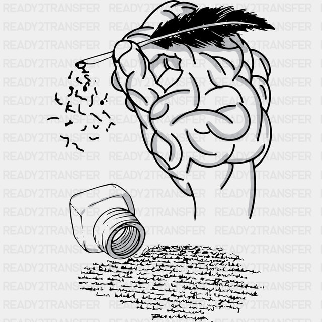 Quill & Ink B&W - Writing DTF Transfers ready2transfer Dark Color Design (See Imaging)