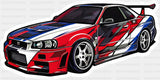 R34 Red White & Blue - Minimal UV Sticker Permanent UV DTF Decal