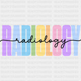 Radiology, Colorful Design - Radiology DTF Transfers ready2transfer Dark Color Design (See Imaging)