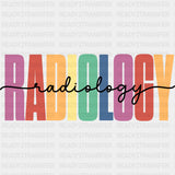 Radiology, Colorful - Radiology DTF Transfers ready2transfer Dark Color Design (See Imaging)