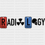 Radiology Tech B&W - Radiology DTF Transfers ready2transfer Dark Color Design (See Imaging)