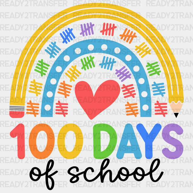 Rainbow Heart 100 Days Of School Design Dtf Transfer