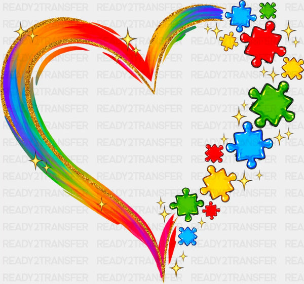 Rainbow Heart Puzzle - Autism Awareness DTF Transfer