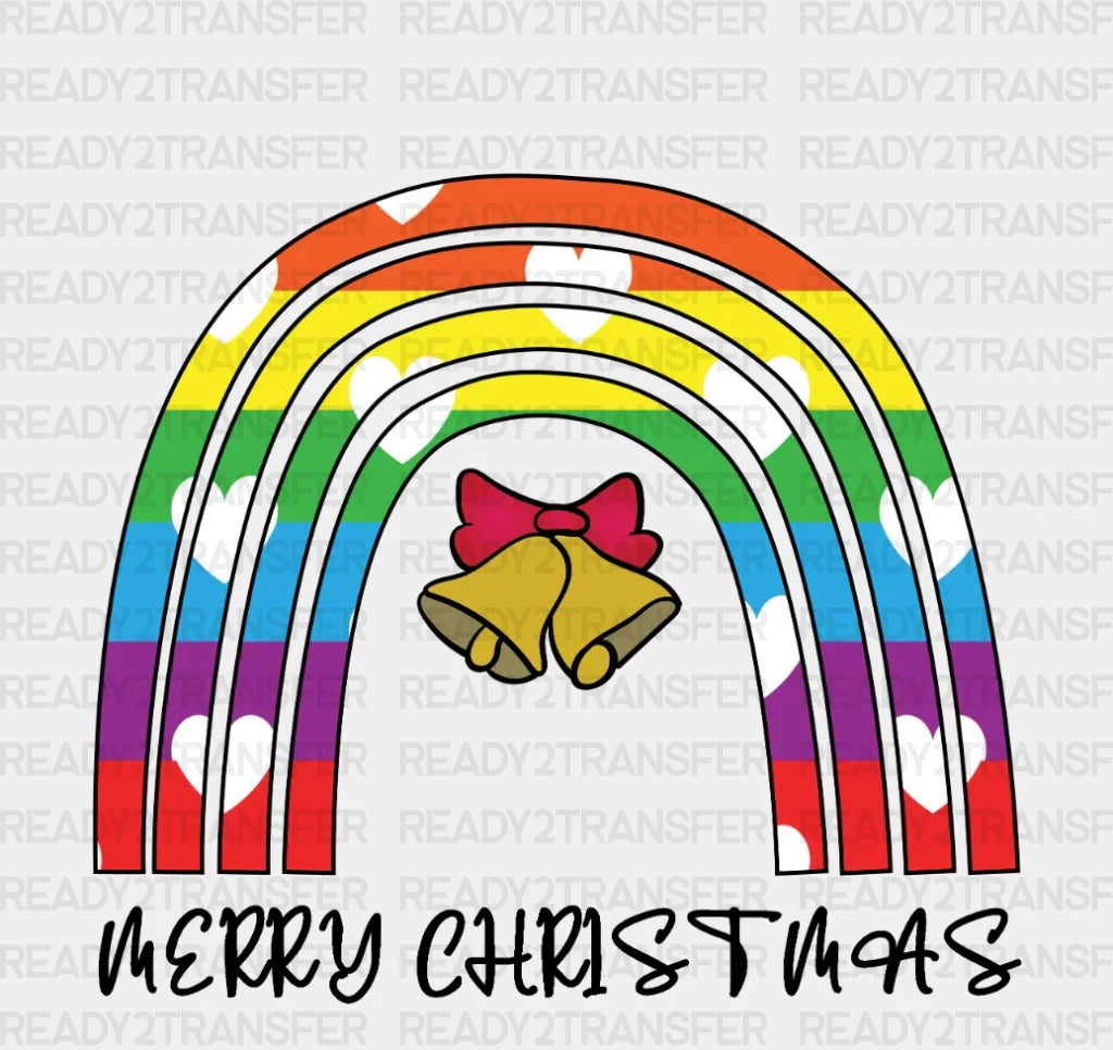 Rainbow Merry Christmas Dtf Transfer